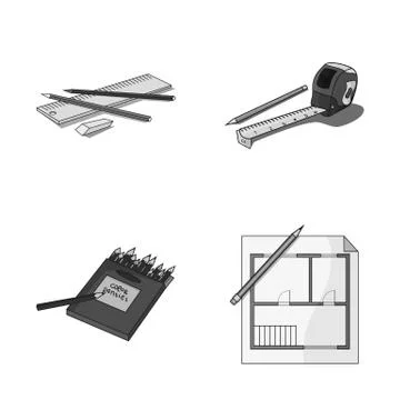 Vector illustration of pencil and sharpen logo. Set of pencil and color stock Stock Illustration