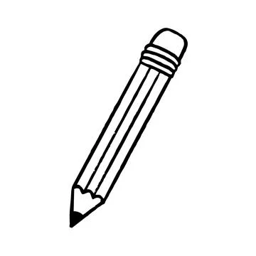 Vector illustration of pencil in hand-drawn style. Stock Illustration