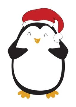 Vector illustration of a penguin, in a hat, happy penguin, new year, christma Illustrazione stock