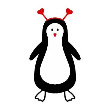 Vector illustration of a penguin with hearts. Stock Illustration