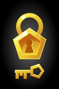 Vector illustration of a pentagonal shape lock key. Stock Illustration
