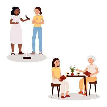 Vector illustration of people from different cultures, ages, and intercultu.. Stock Illustration