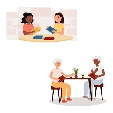 Vector illustration of people from different cultures, ages, and intercultu.. Stock Illustration