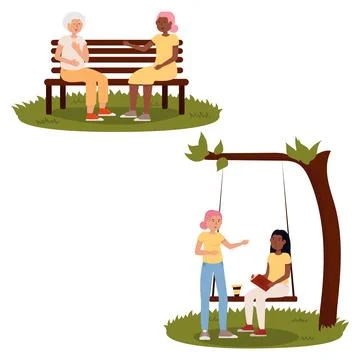 Vector illustration of people from different cultures, ages, and intercultu.. Stock Illustration