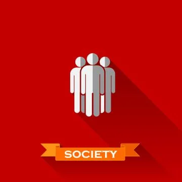 Vector illustration of people group in flat design style with long shadows Stock Illustration