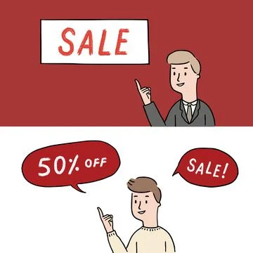 Vector illustration of people pointing up blank space. Businessman point finger Stock Illustration
