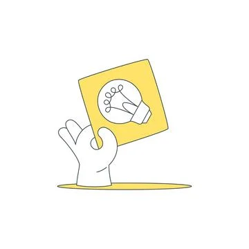 A vector illustration for people presenting a creative idea. A hand holding a 스톡 일러스트
