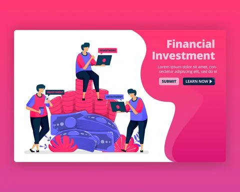 Vector illustration of people save and invest in banking to increase the valu Stock-Illustration
