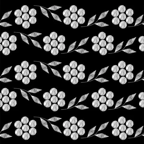 Vector illustration. Perforated two-tone patterns, hand draw, embroidery. Stock Illustration