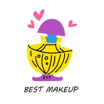 Vector illustration of perfume bottle Doodle style. Stock Illustration