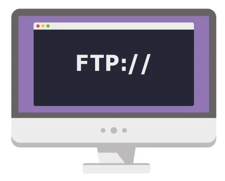 Vector illustration of personal computer display showing window with ftp prtocol Stock Illustration
