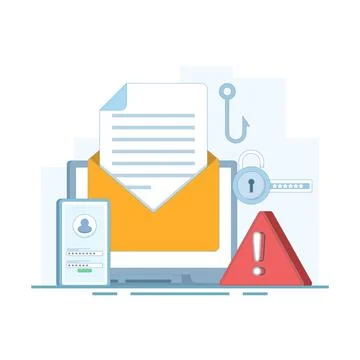 Vector illustration of Personal Information Theft, Fishing Hook Email. Stock Illustration