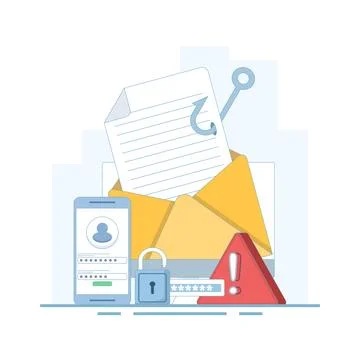 Vector illustration of Personal Information Theft, Fishing Hook Email. Stock Illustration