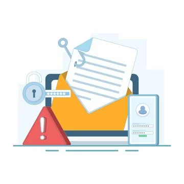 Vector illustration of Personal Information Theft, Fishing Hook Email. Stock Illustration