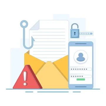 Vector illustration of Personal Information Theft, Fishing Hook Email. Stock Illustration