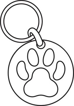 Vector illustration of a pet medallion in the shape of a circle with a paw .. Ilustración de archivo