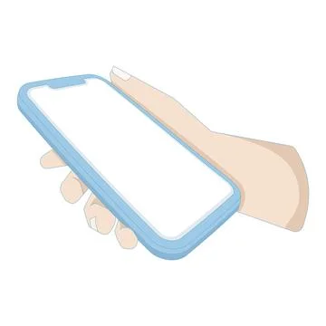 Vector illustration of phone in hand. Mobile phone screen in hand. Stockillustratie