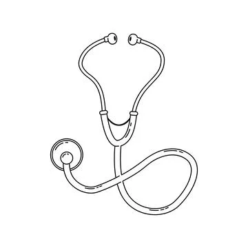 Vector illustration of a phonendoscope. Medical instruments. Outline Illustrazione stock