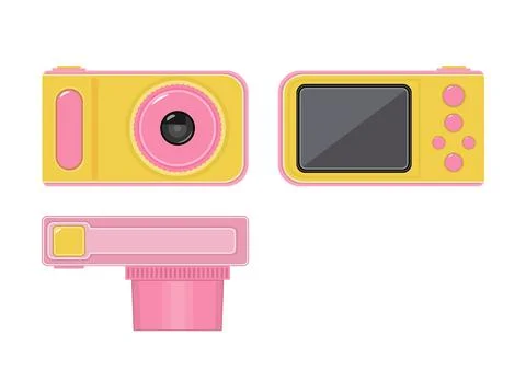 Vector illustration. Photo camera. Camera for children in three projections Stock-Illustration