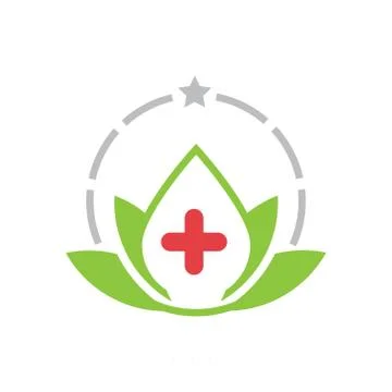 Vector illustration physiotherapy logo design with leaf and star Stock Illustration