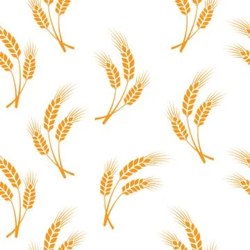 Vector illustration with pictures of wheat, rye, barley isolated on white bac Stock Illustration