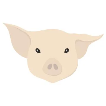 Vector illustration of a pig's head in flat style. Stock Illustration