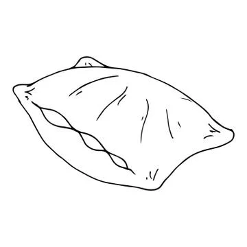Vector illustration of a pillow. Hand drawn feather pillow. Stock Illustration