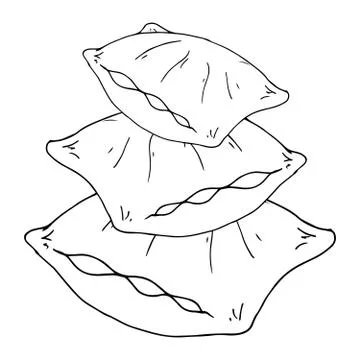 Vector illustration of a pillow. Hand drawn feather pillow. Stock Illustration