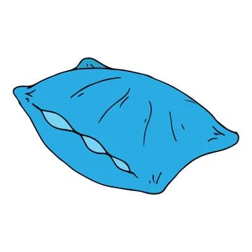 Vector illustration of a pillow. Hand drawn feather pillow. Stock Illustration