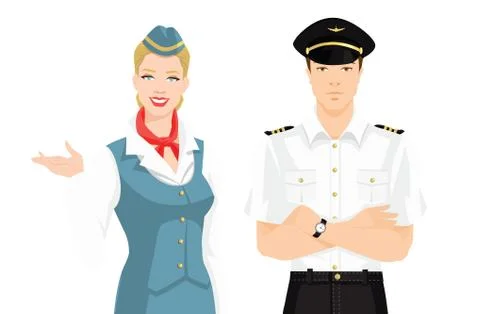 Vector illustration of pilot and stewardess Stock Illustration