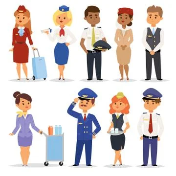 Vector Illustration pilots flight attendants Illustrazione stock