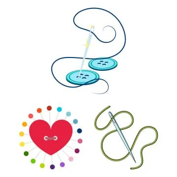 Vector illustration of pin and sewing symbol. Set of pin and sketch stock vector Stock Illustration
