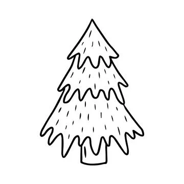Vector illustration of pine tree in a hand-drawn style. Stock Illustration