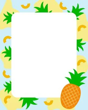 Vector illustration. Pineapple frame on a blue background 스톡 일러스트