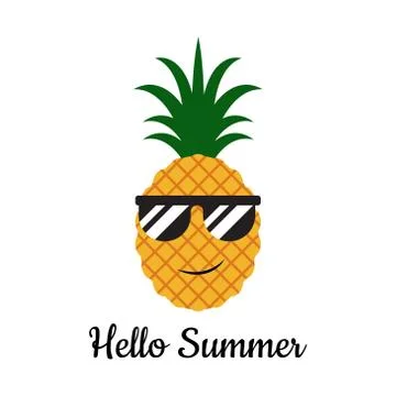 Vector illustration of  pineapple with glasses -  Hello summer concept Stock Illustration