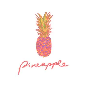 Vector illustration with pineapple. Stock Illustration