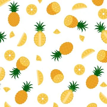 Vector illustration of pineapple pattern isolated on white background  Stock Illustration