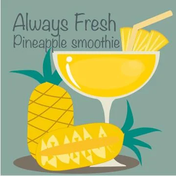 Vector Illustration with Pineapple Smoothie. Stock Illustration