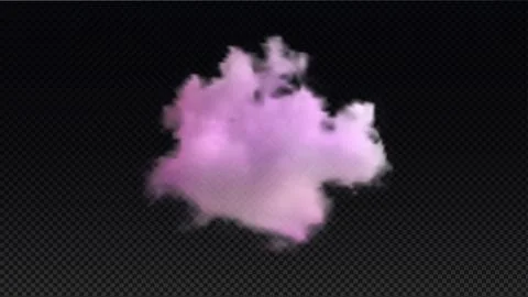 Vector illustration of a pink cloud on a black isolated background. Stock Illustration