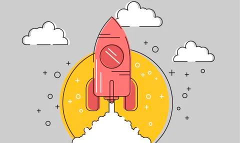 Vector illustration of pink colored rocket Stock Illustration