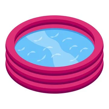 Vector illustration of a pink inflatable kiddie pool filled with water Stock Illustration
