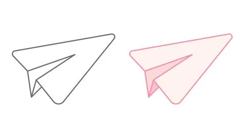 Vector illustration of pink paper plane in line art style. Symbol by freedo.. Stock Illustration
