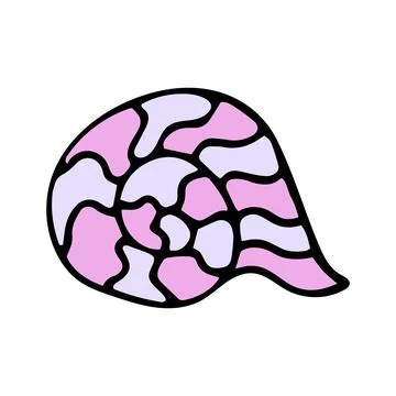 Vector illustration of a pink seashell. Hand drawn icon. 스톡 일러스트