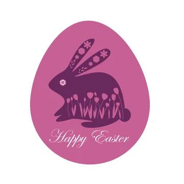 Vector illustration in pink tones with the text Happy Easter.Easter bunny car Stock Illustration