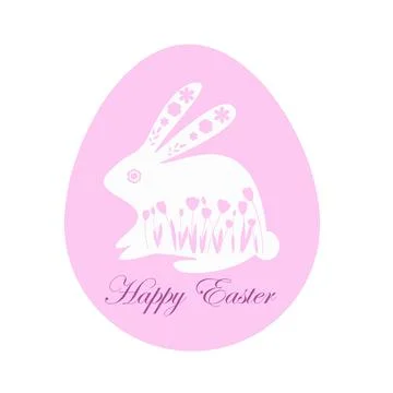 Vector illustration in pink tones with the text Happy Easter.Easter bunny car Stock Illustration