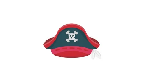 Vector illustration of a pirate hat adorned with a feather, showcasing a cl.. Video stock 332461480