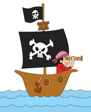 Vector illustration pirate looking through binoculars Stock Illustration
