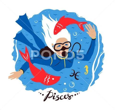Vector illustration of Pisces zodiac sign Stock Illustration