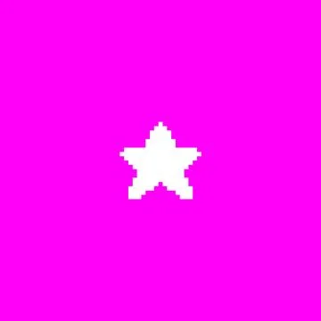 Vector illustration of pixel 8 bit five-pointed star in white color on vibrant Stock Illustration