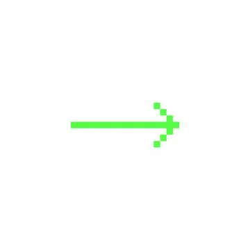 Vector illustration of pixel arrow, green, acid color. 90s and Y2K aesthetics. Stock Illustration